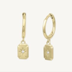 18k Gold Vermeil Huggie Hoop Earrings with Star Detail ~ NEW!